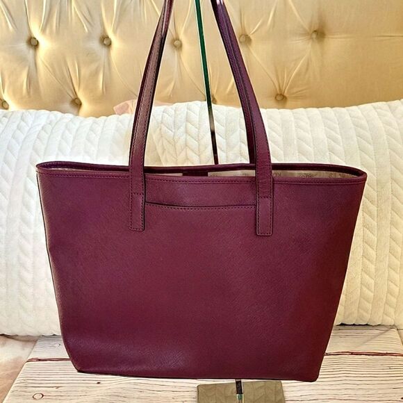 MICHAEL Michael Kors Burgundy Saffiano Leather Medium Sized Studded Tote - Picture 2 of 10